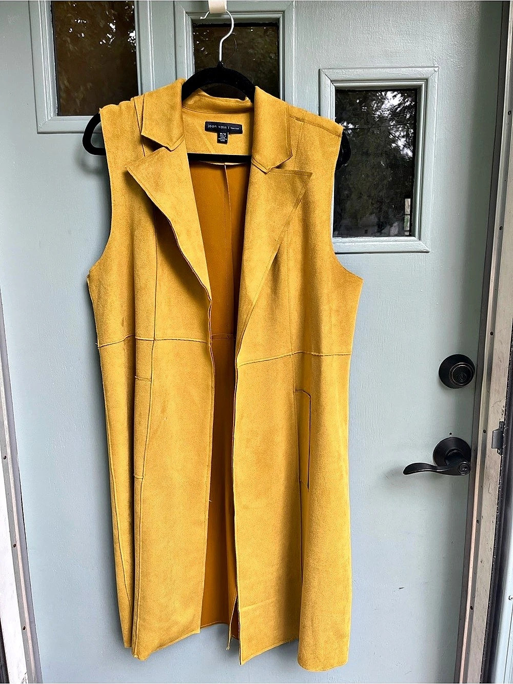 Joan Vass New York Faux Suede Longline Vest Yellow Medium, Chartreuse